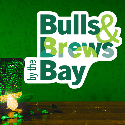 Text that reads Bulls and Brews by the Bay